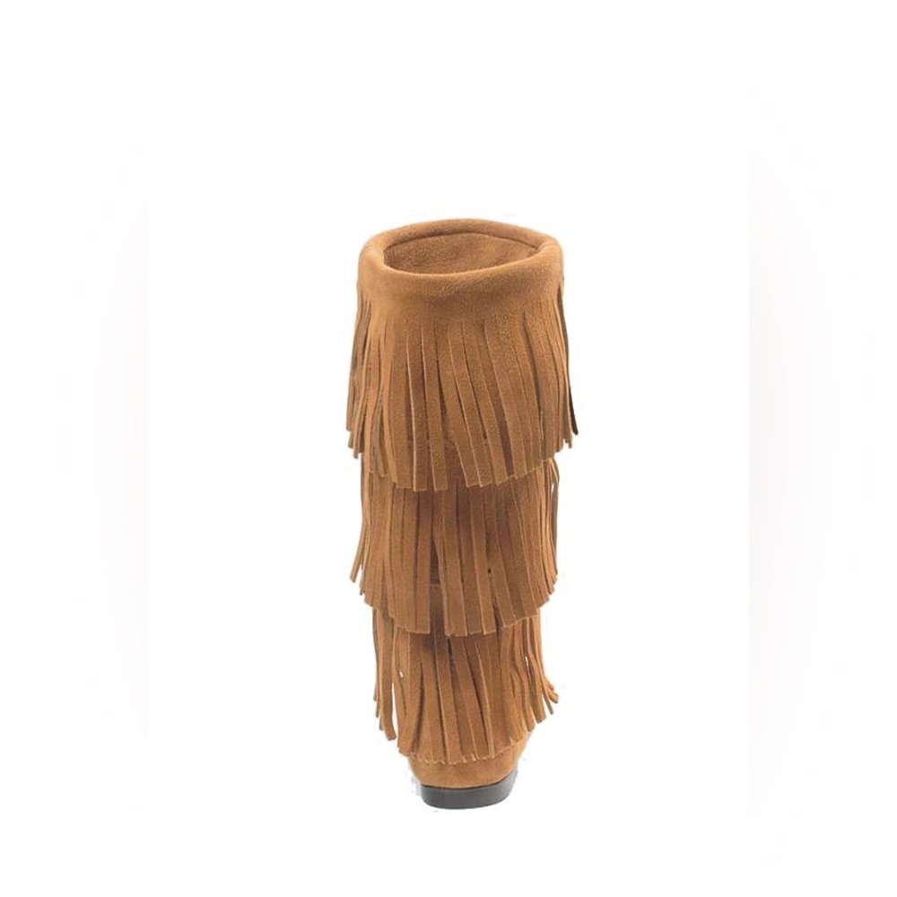 Fringe Suede Mid-Calf Boots - Brown - Picture 3 of 12